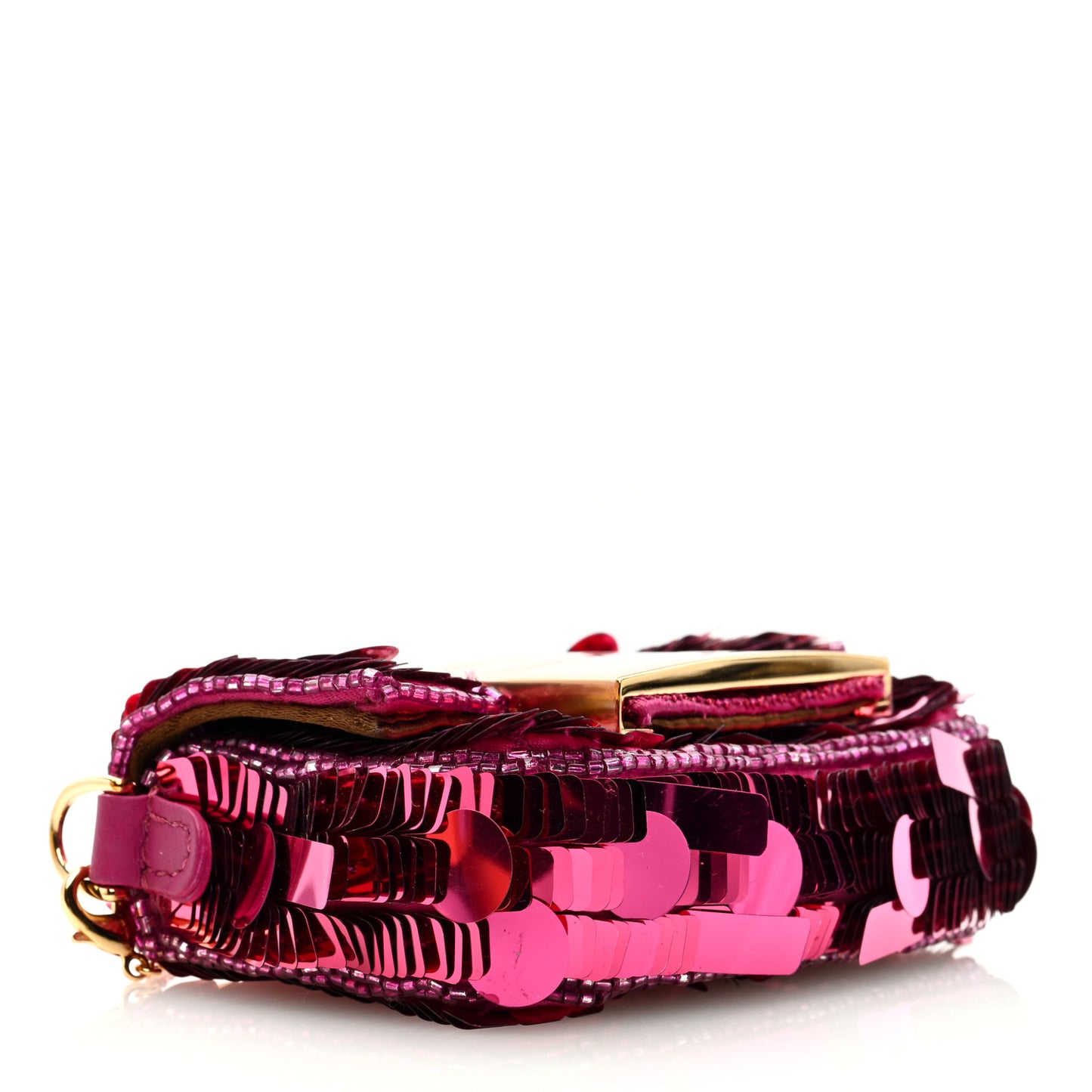Sequin Paillettes Shiny Nappa Sex and the City Nano Maxi Buckle Baguette Charm Ciclamino Pilar