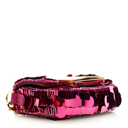 Fendi Sequin Paillettes Shiny Nappa Sex and the City Nano Maxi Buckle Baguette Charm Ciclamino Pilar 4 of 8
