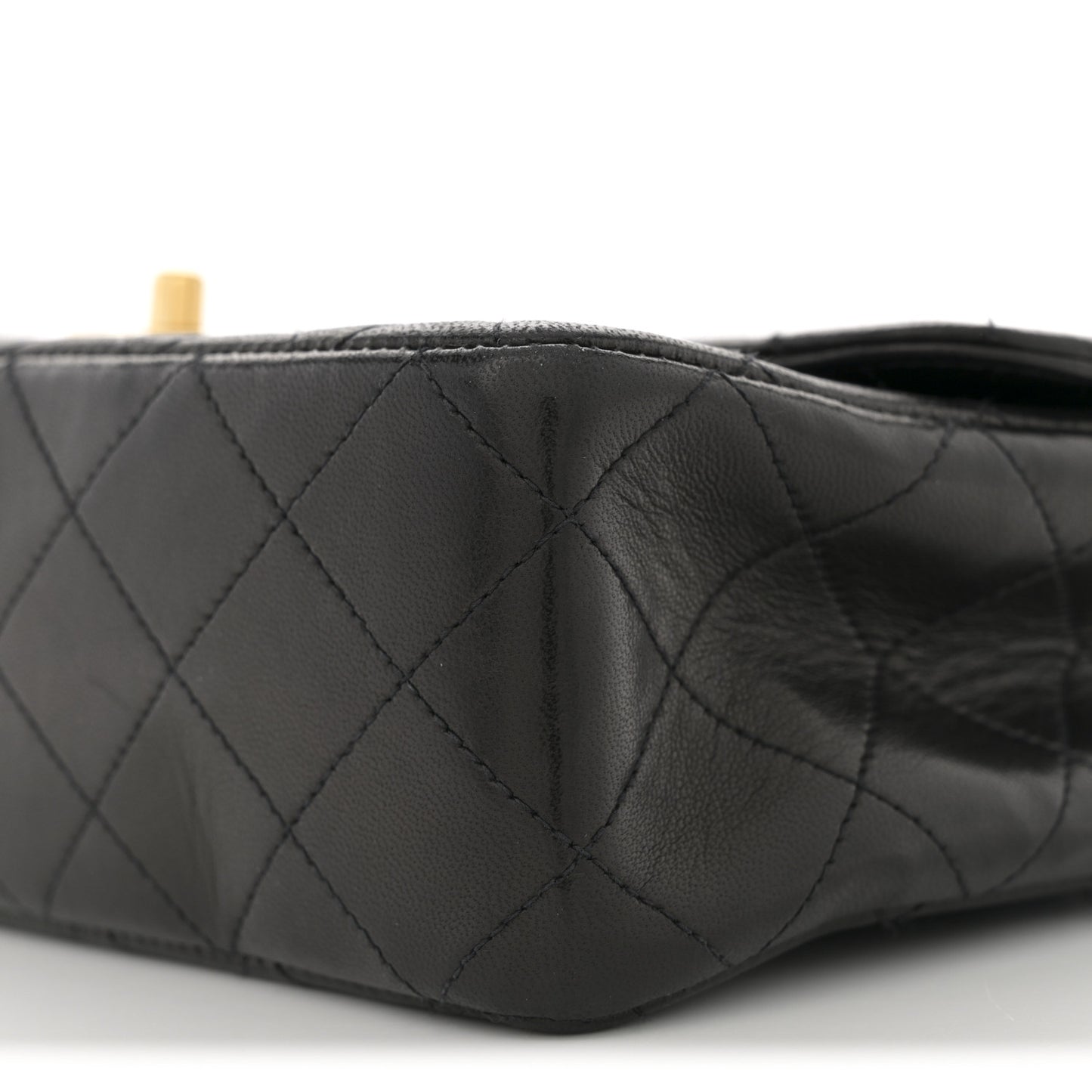 Lambskin Quilted Medium Rectangular Kelly Flap Bag Black