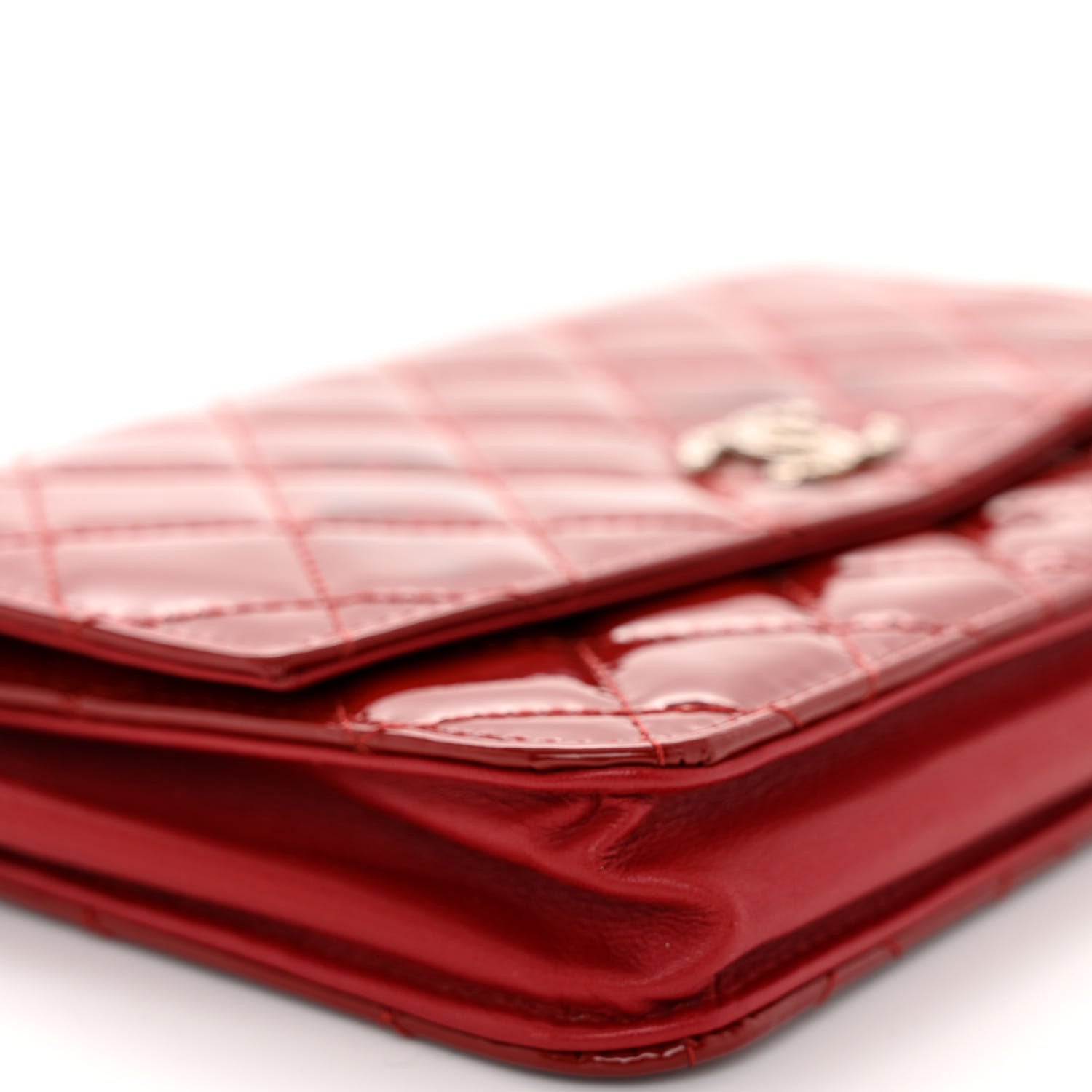 Chanel Patent Quilted Brilliant Wallet On Chain WOC Red 17 of 21