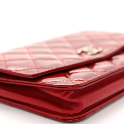 Chanel Patent Quilted Brilliant Wallet On Chain WOC Red 17 of 21