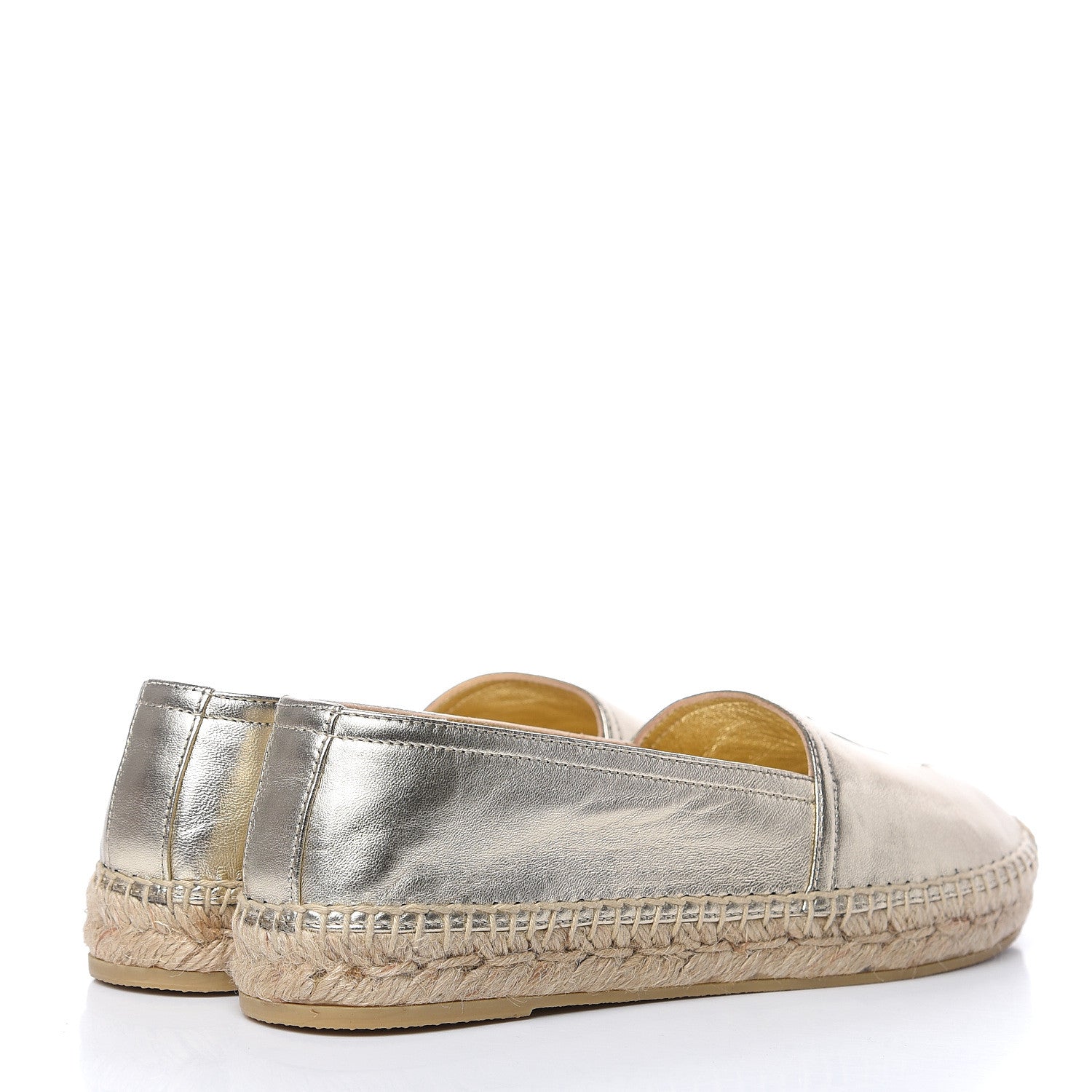 Saint Laurent Metallic Lambskin Monogram Espadrilles 38 Gold 4 of 9