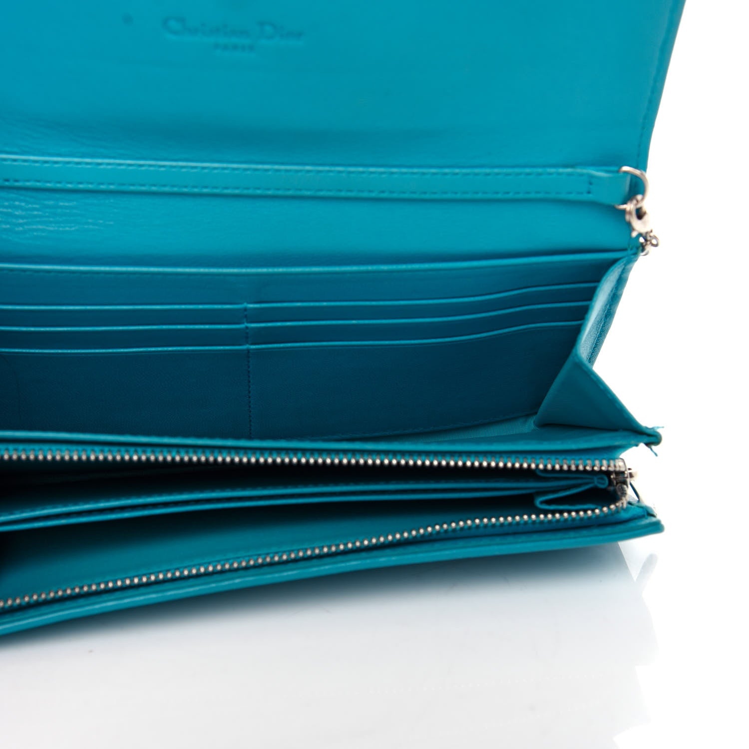 Christian Dior Lambskin Cannage Lady Dior Rendezvous Wallet On Chain Turquoise 5 of 8