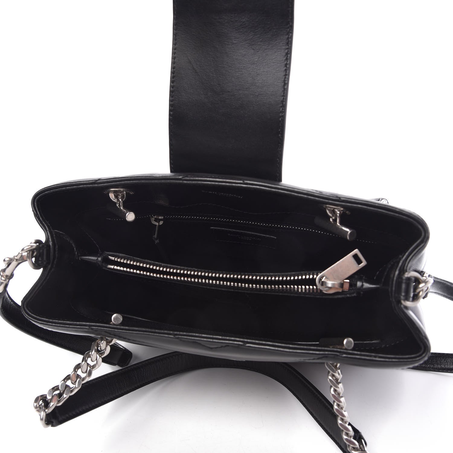 Saint Laurent Calfskin Y Quilted Monogram Small Loulou Shopper Black 5 of 10