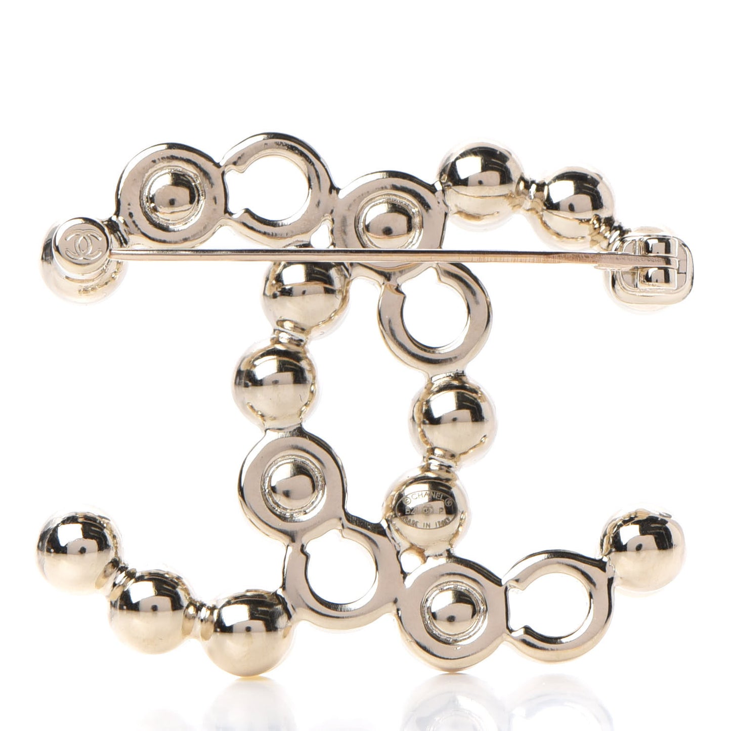 Pearl Coco CC Brooch Gold