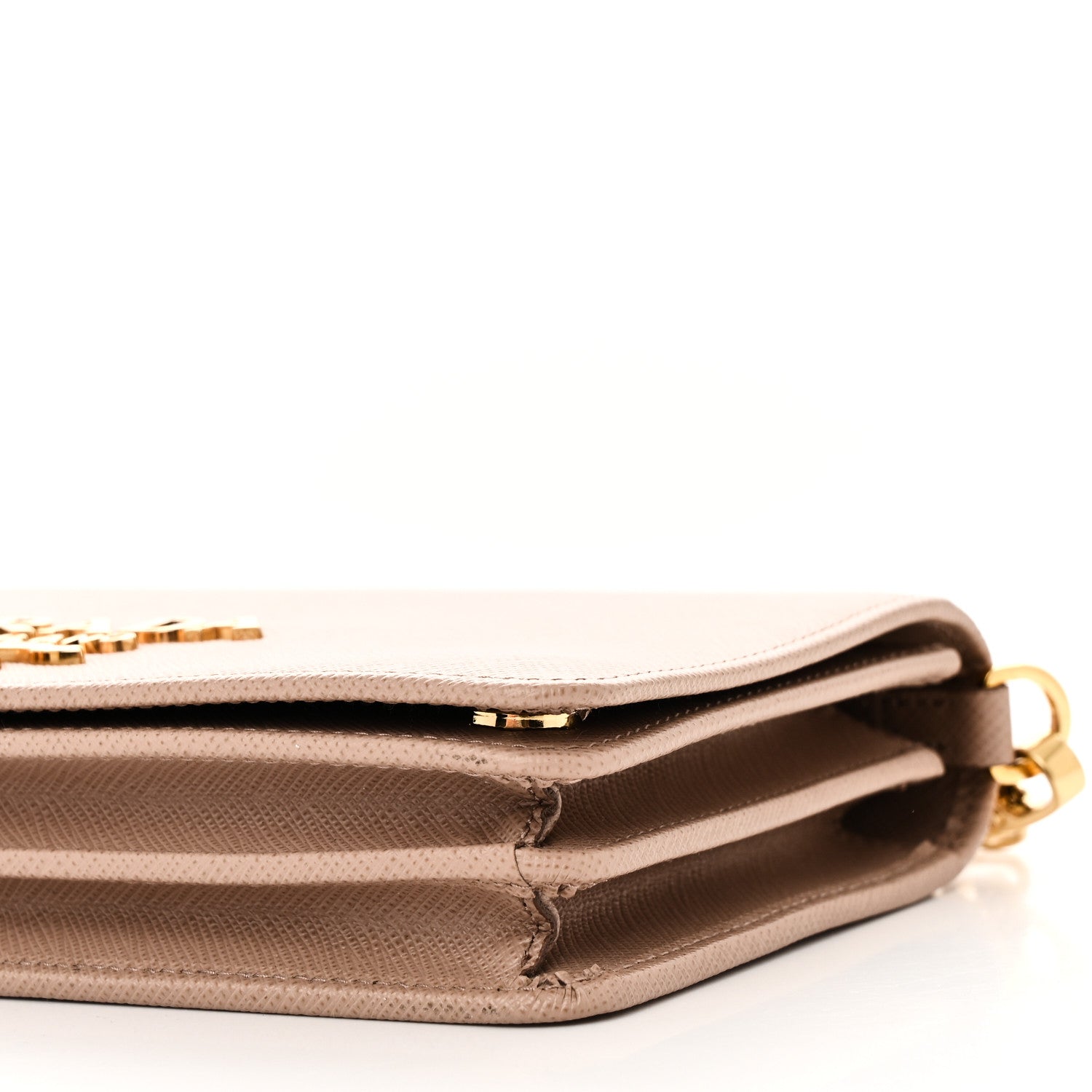 Prada Saffiano Lux Metal Logo Mini Flap Chain Shoulder Bag Cammeo 10 of 10