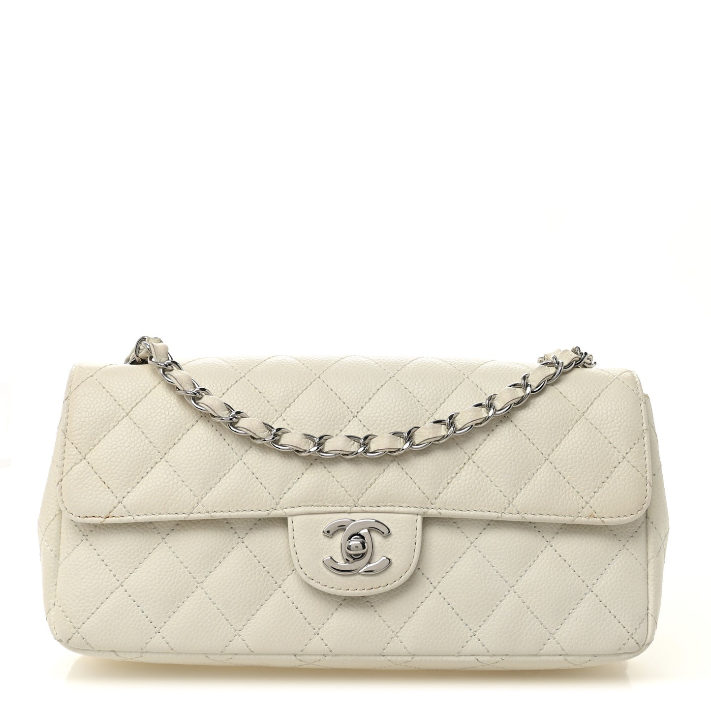 Caviar Quilted East West Flap White