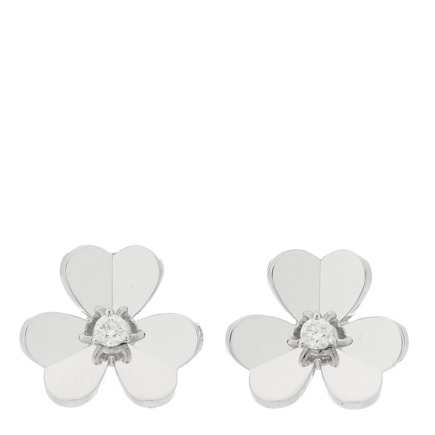 Van Cleef & Arpels 18K White Gold Diamond Small Frivole Earrings 1 of 5