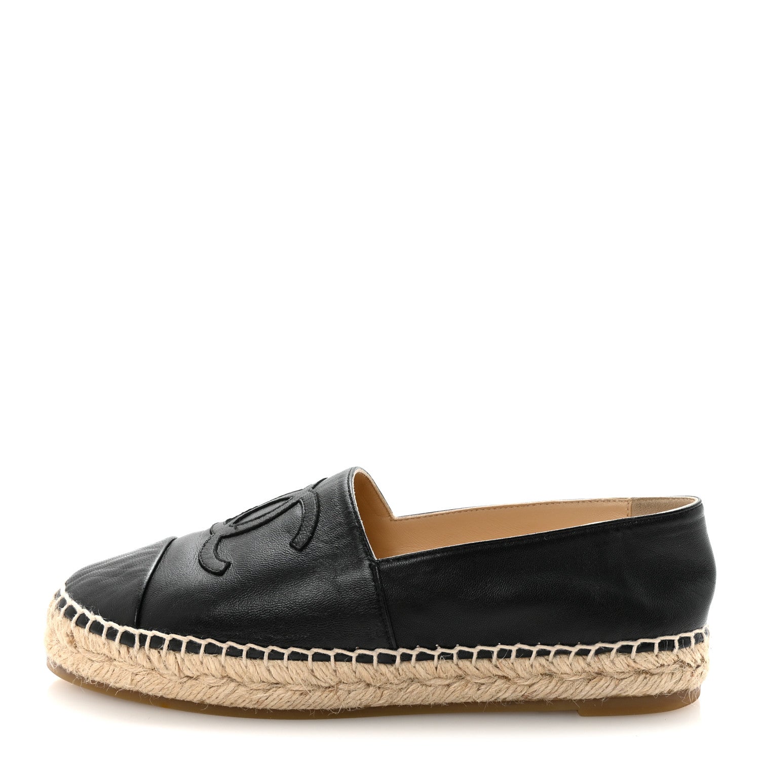 Chanel Lambskin CC Espadrilles 38 Black 1 of 9