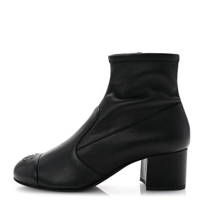 Chanel Stretch Lambskin Cap Toe CC Short Boots 37.5 Black 1 of 9
