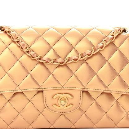 Chanel Metallic Lambskin Quilted Medium Double Flap Golden 8 of 12