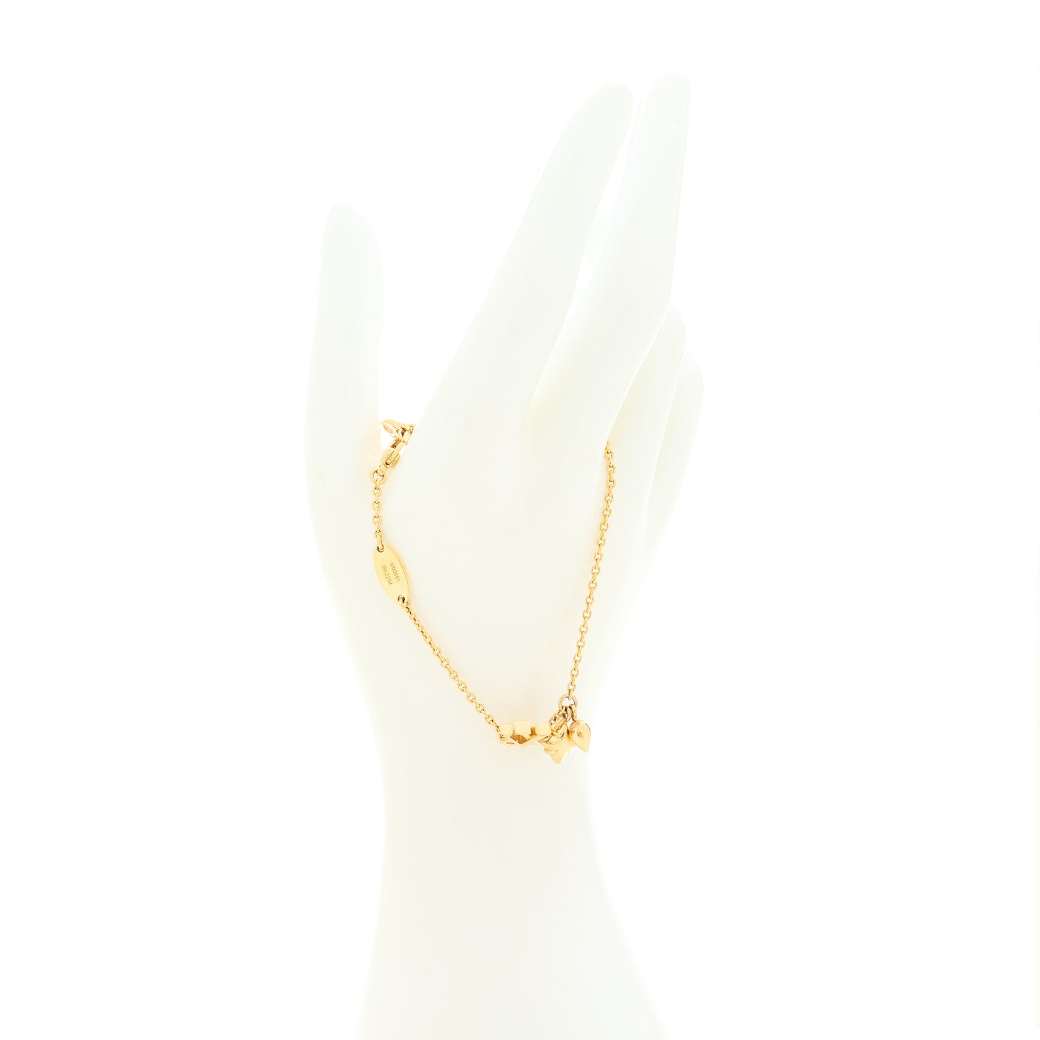 Louis Vuitton Metal Crystal Loulougram Bracelet Gold 2 of 6