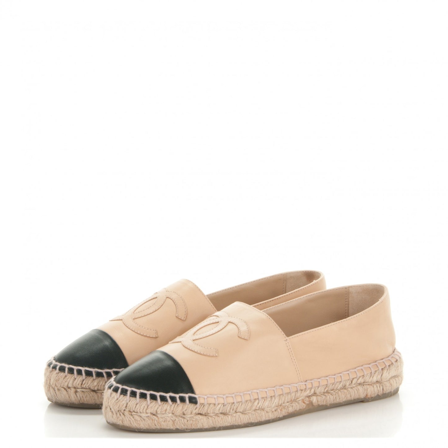 Lambskin CC Espadrilles 37 Beige Black