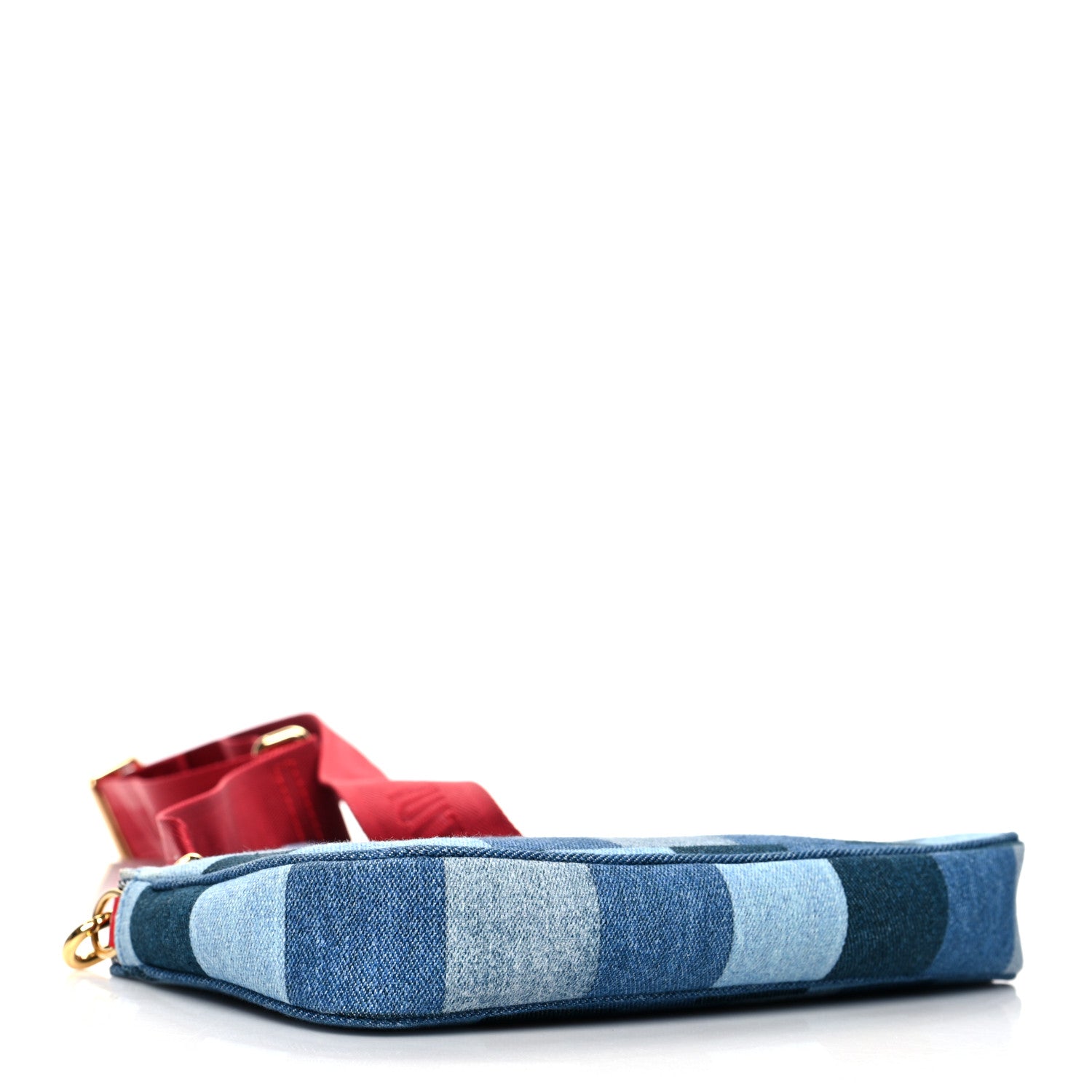 Louis Vuitton Denim Damier Monogram Patchwork Multi Pochette Accessories Blue Rouge 5 of 18