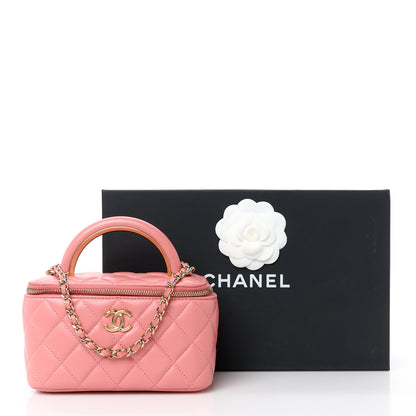 Chanel Lambskin Quilted Small Charming Top Handle Vanity Case With Chain Pink 12 of 12