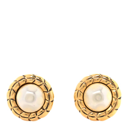 Chanel Pearl Clip On Earrings Gold 1 of 5