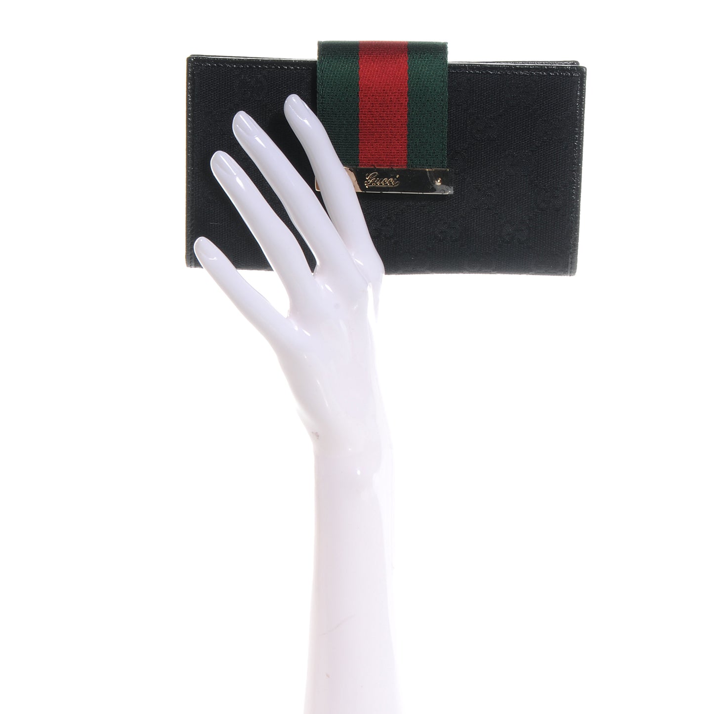 Monogram Calfskin Ladies Web Long Wallet Black