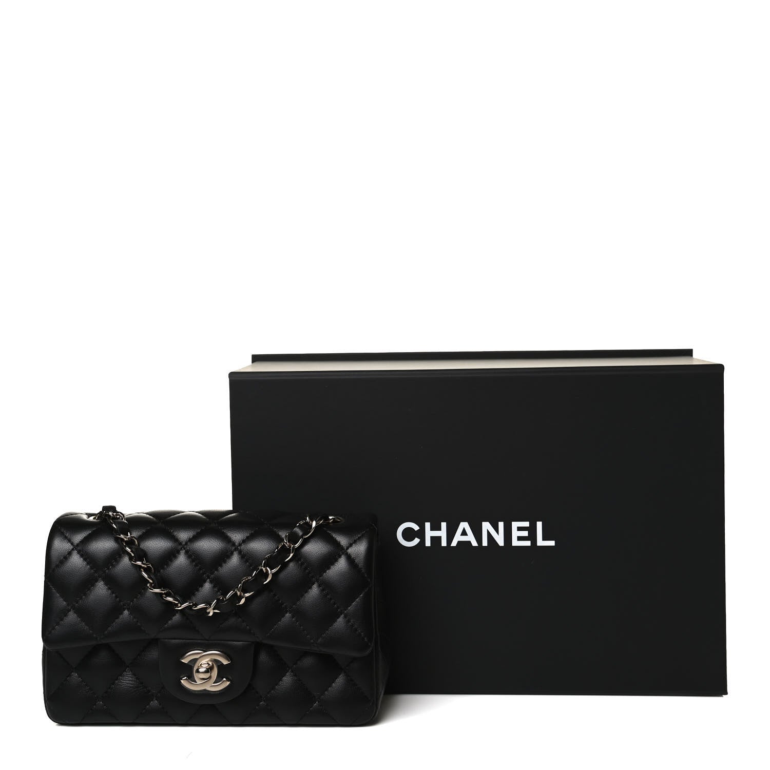 Chanel Lambskin Quilted Mini Rectangular Flap Black 12 of 12