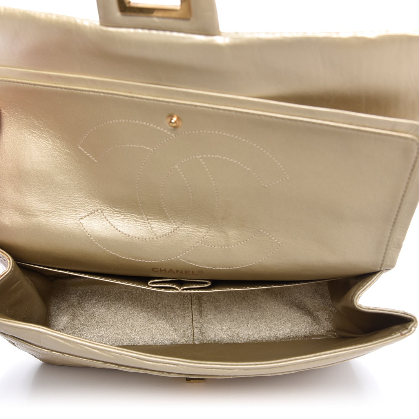 Metallic Aged Calfskin Quilted 2.55 Reissue Flap Light Gold
