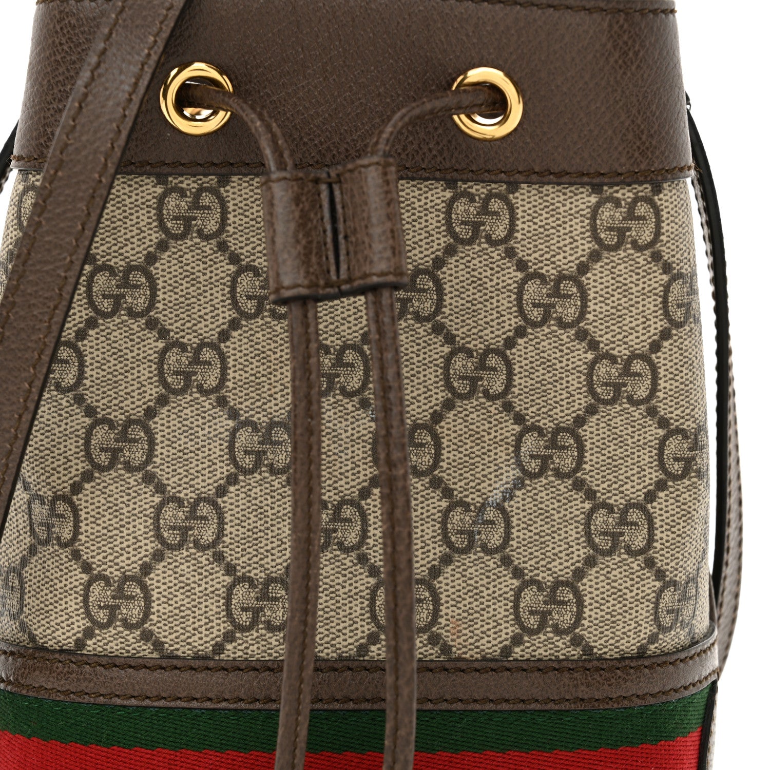Gucci GG Supreme Monogram Web Mini Ophidia Bucket Bag Brown 8 of 11