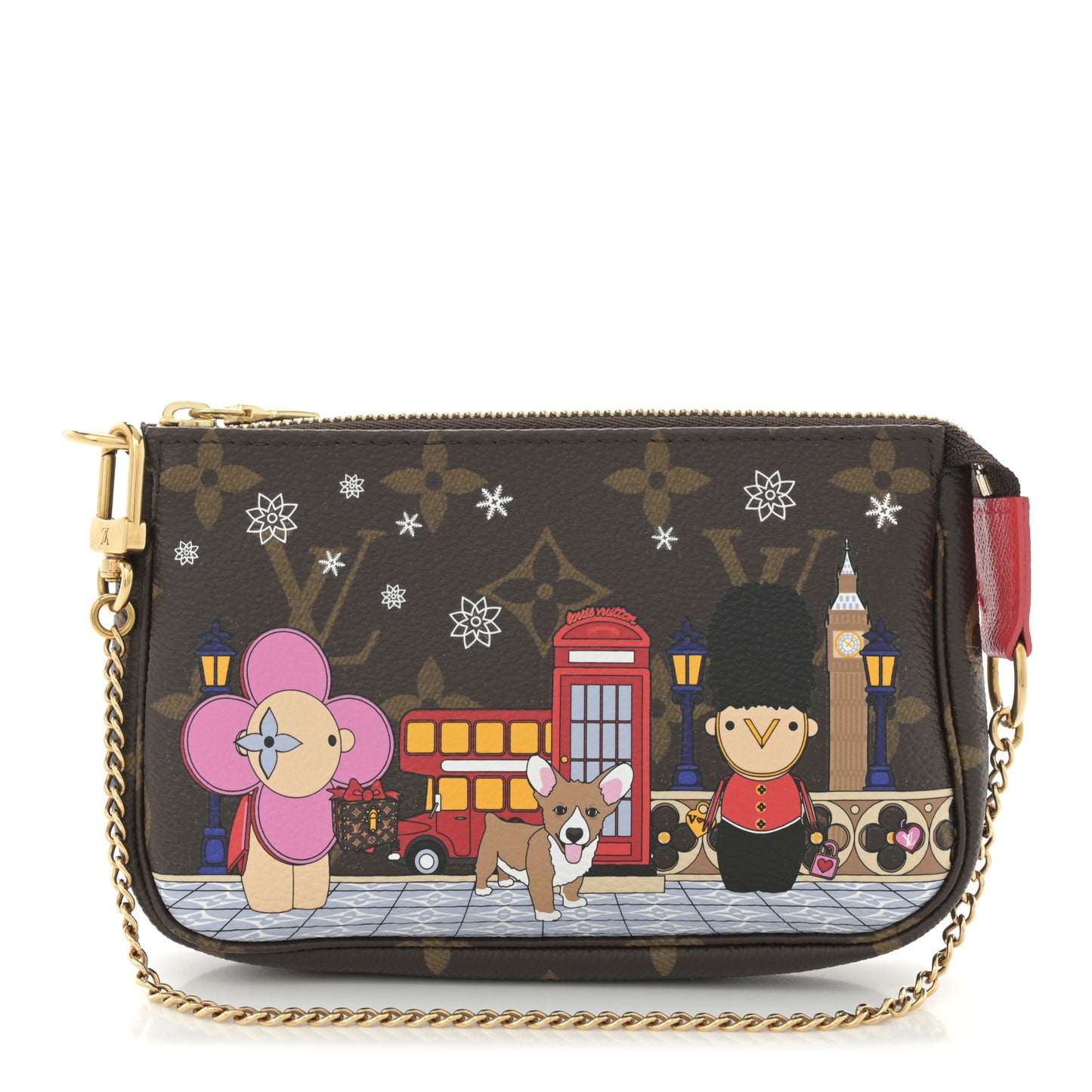 Monogram 2021 Christmas Animation London Mini Pochette Accessories Red