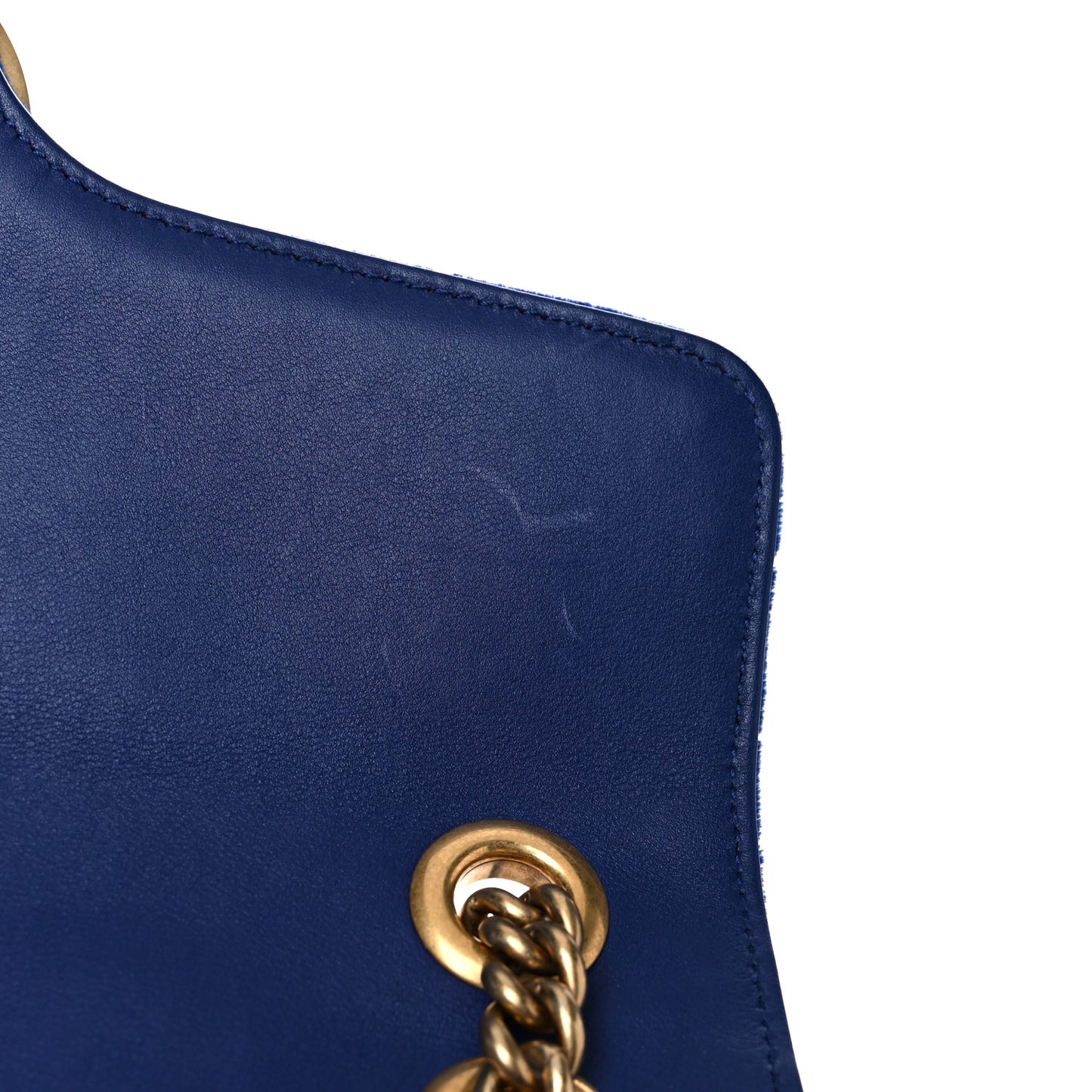 Velvet Matelasse Medium GG Marmont Shoulder Bag Cobalt Blue