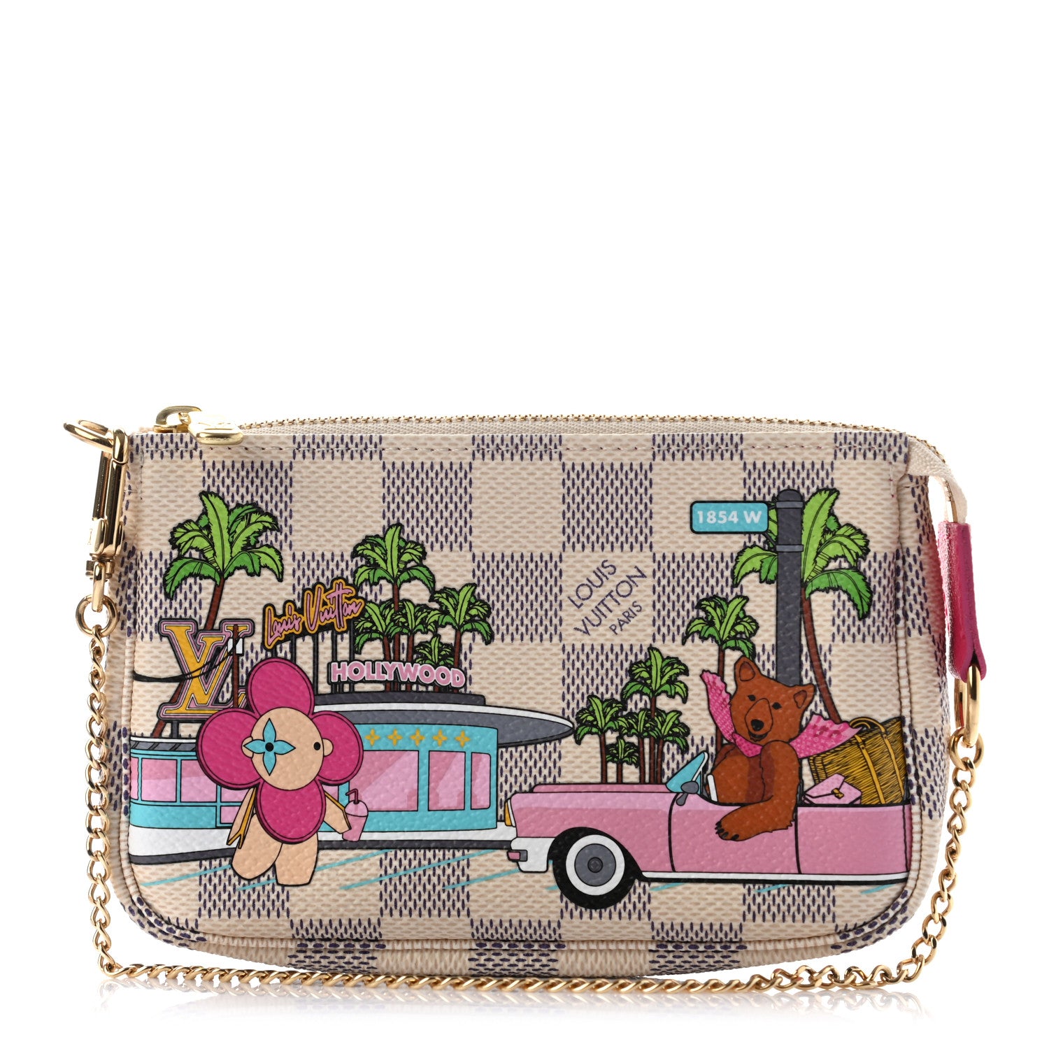 Louis Vuitton Damier Azur 2021 Christmas Animation Hollywood Mini Pochette Accessories Fuchsia 1 of 7