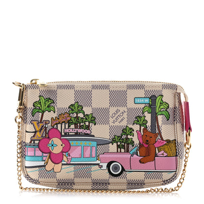 Louis Vuitton Damier Azur 2021 Christmas Animation Hollywood Mini Pochette Accessories Fuchsia 1 of 7
