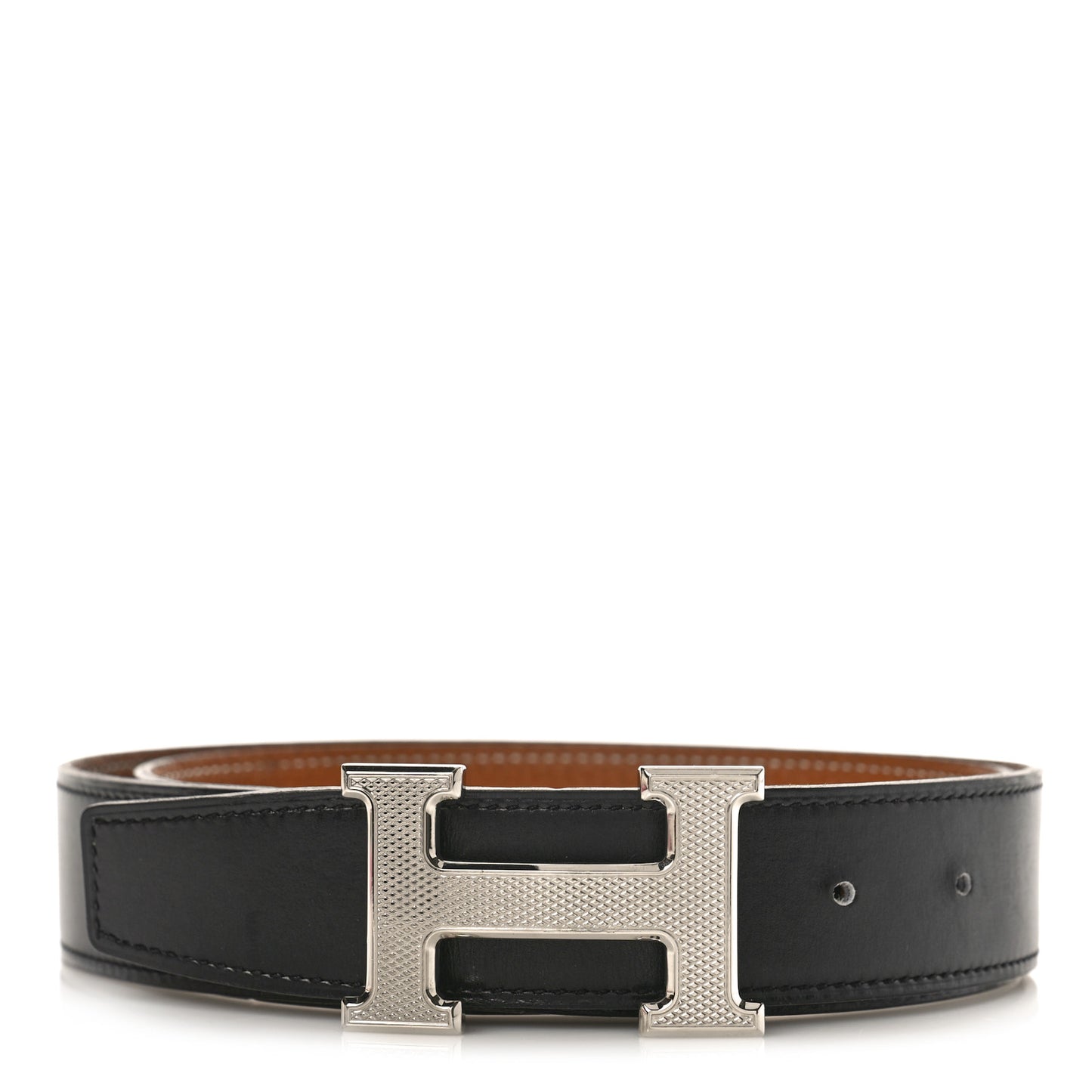 Box Togo Guilloche H Belt 85 34 Black Gold
