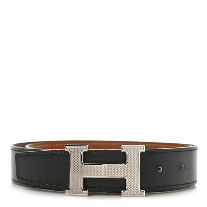 Hermes Box Togo Guilloche H Belt 85 34 Black Gold 1 of 3