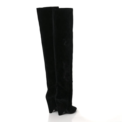 Saint Laurent Velvet Niki 105 Thigh High Boots 37 Black 3 of 5