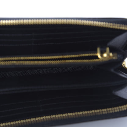 Prada Saffiano Metal Zip Around Wallet Black 5 of 9
