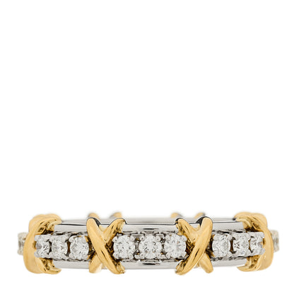 Tiffany Platinum 18K Yellow Gold Diamond Narrow Schlumberger Sixteen Stone Ring 52 6 3 of 4