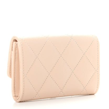 Chanel Caviar Pearl Quilted Coco Candy Flap Card Holder Beige 3 of 9