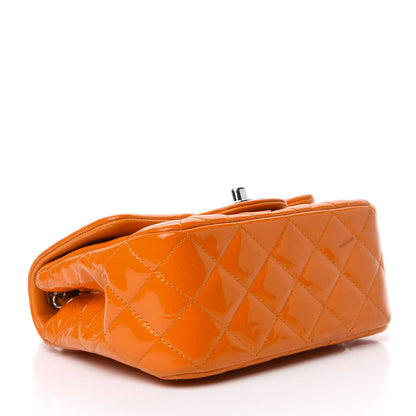 Chanel Patent Quilted Mini Square Flap Orange 4 of 12