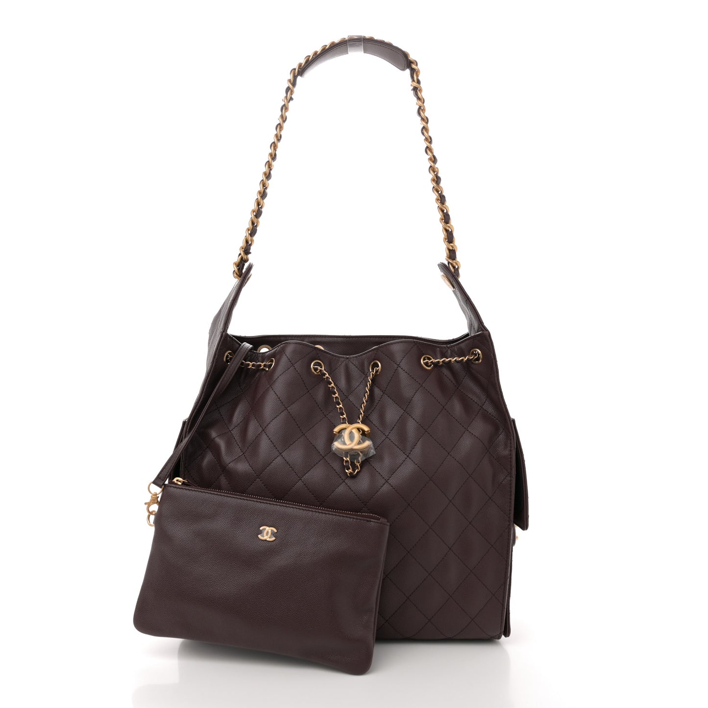 Caviar Quilted Medium Chanel 25 Handbag Dark Brown