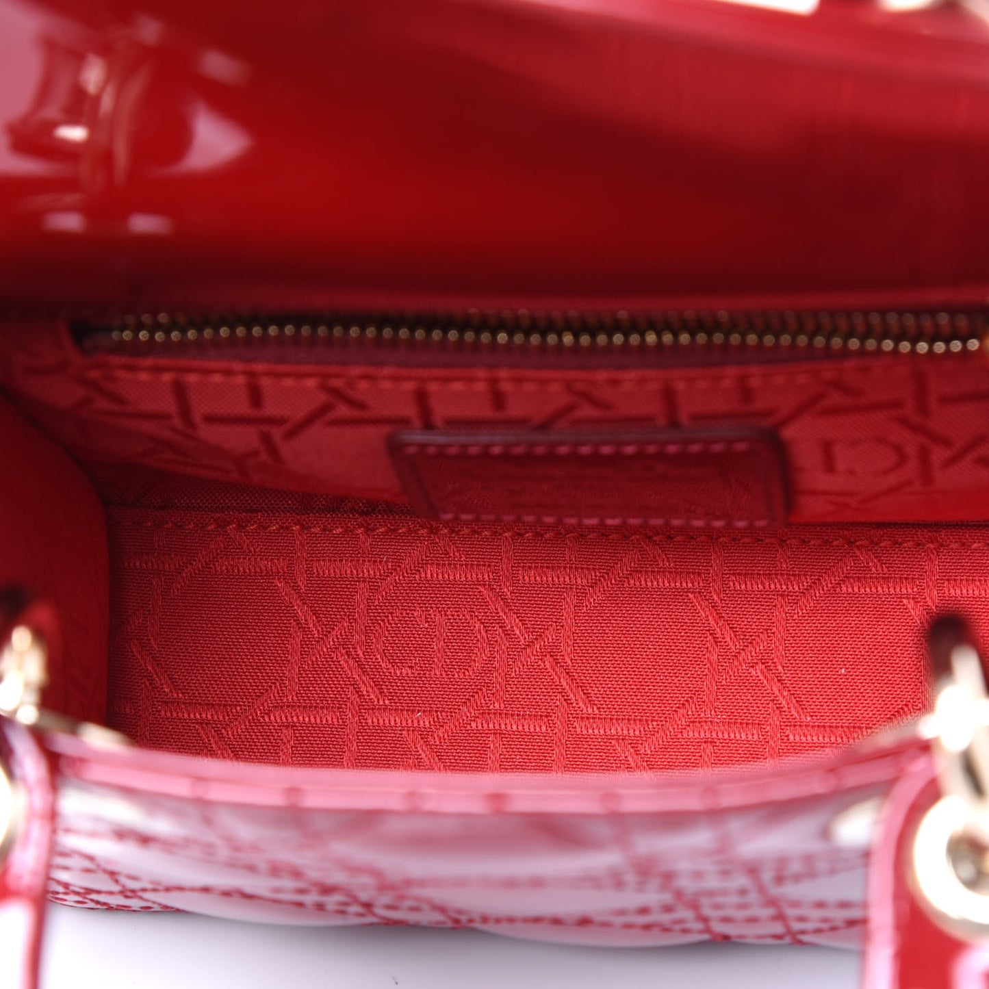 Patent Cannage Mini Lady Dior Red