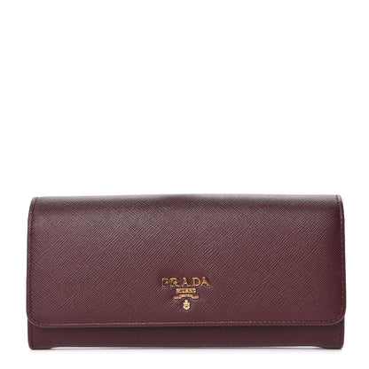 Prada Saffiano Colour Continental Flap Wallet Granato Petalo 1 of 11