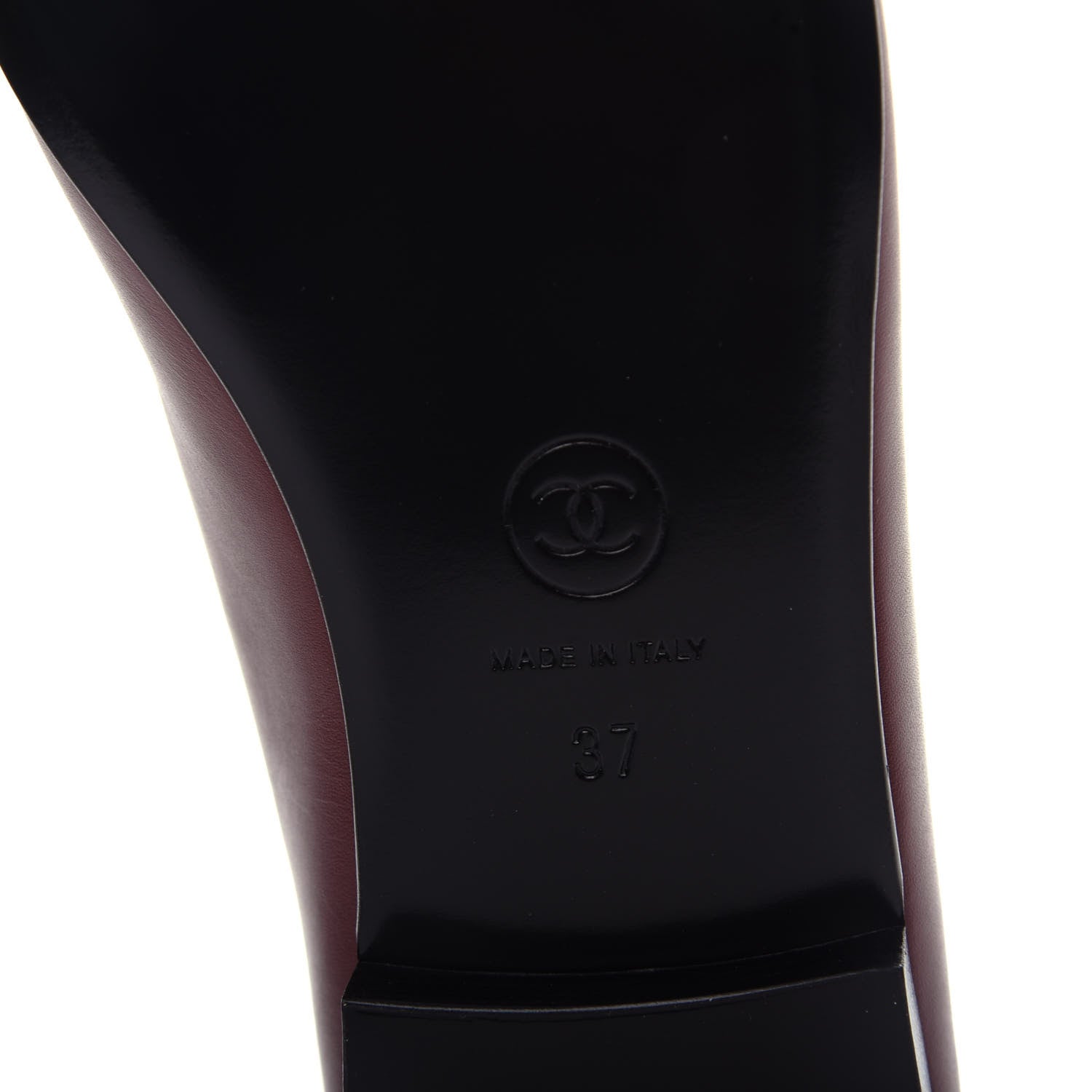 Chanel Lambskin Cap Toe CC Ballerina Flats 37 Burgundy 9 of 11