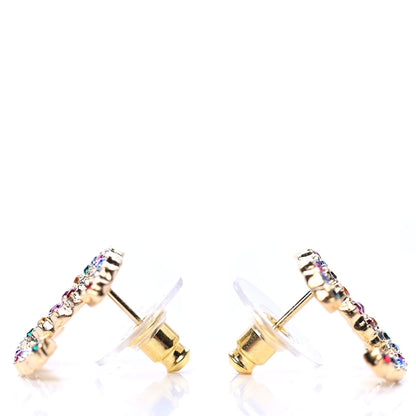 Chanel Crystal Over The Rainbow CC Earrings Gold Multicolor 3 of 4