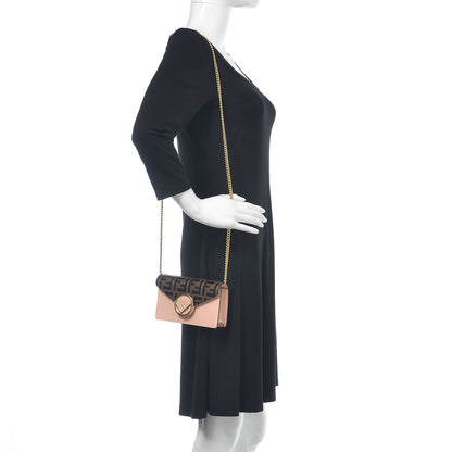 Fendi Vitello Cruise F is Fendi Bi-Color FF 1974 Embossed Envelope Belt Bag Maya Black Light Rose 5 of 13