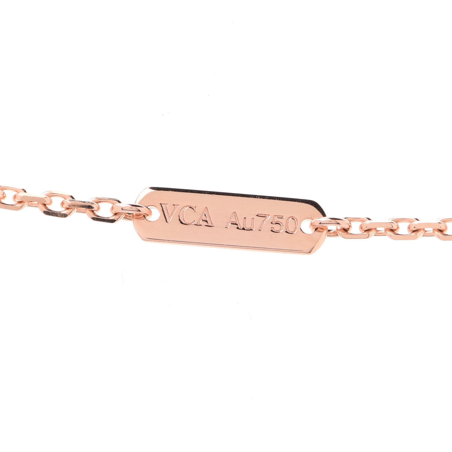 Van Cleef & Arpels 18K Rose Gold Diamond Rhodonite Vintage Alhambra Pendant Necklace 5 of 8