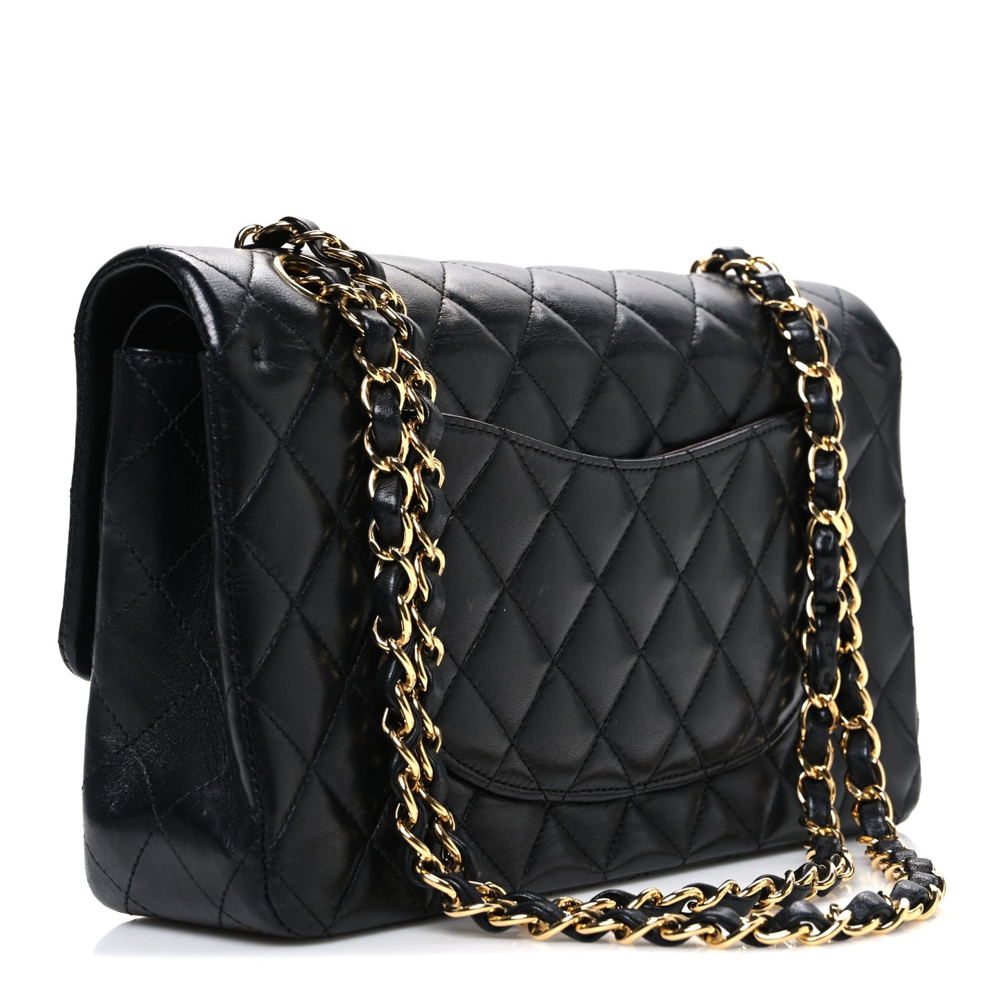 Lambskin Quilted Medium Double Flap Black