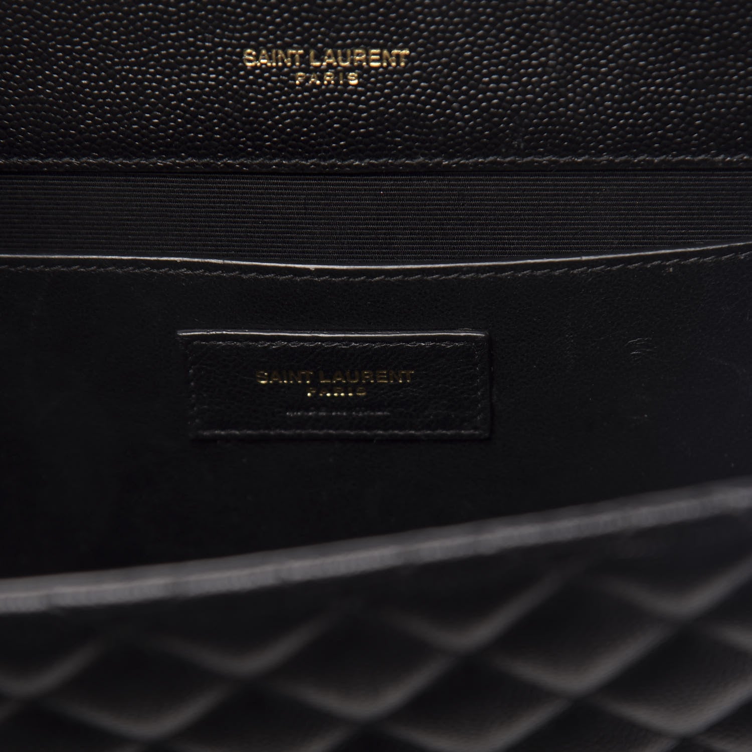 Saint Laurent Grain De Poudre Textured Mixed Matelasse Triquilt Medium Monogram Satchel Black 6 of 9