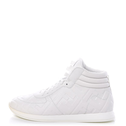 Fendi Nappa Macro FF Embossed Womens High Top Sneakers 39 White Ice 1 of 12