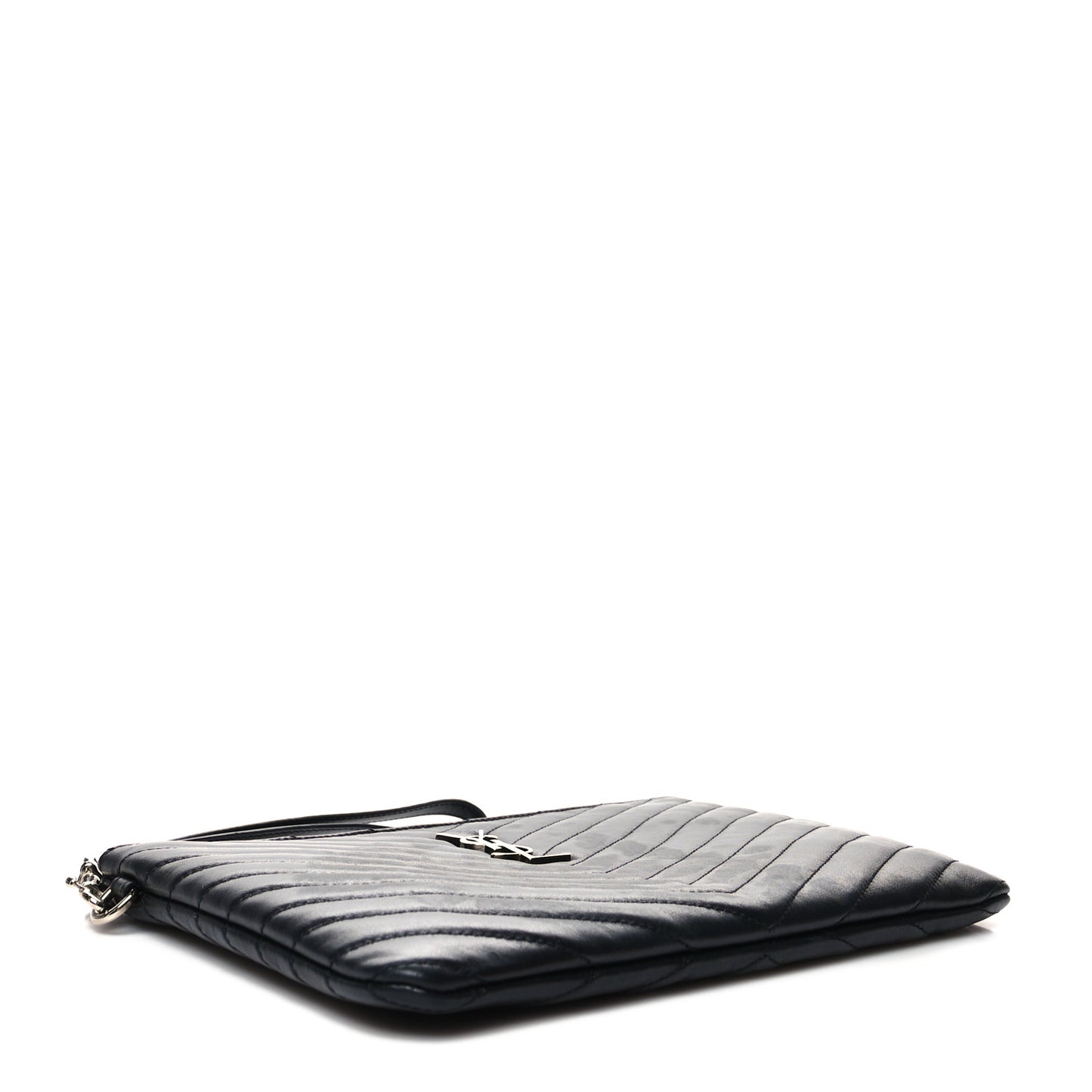 Calfskin Matelasse Chevron Monogram A5 Wristlet Black