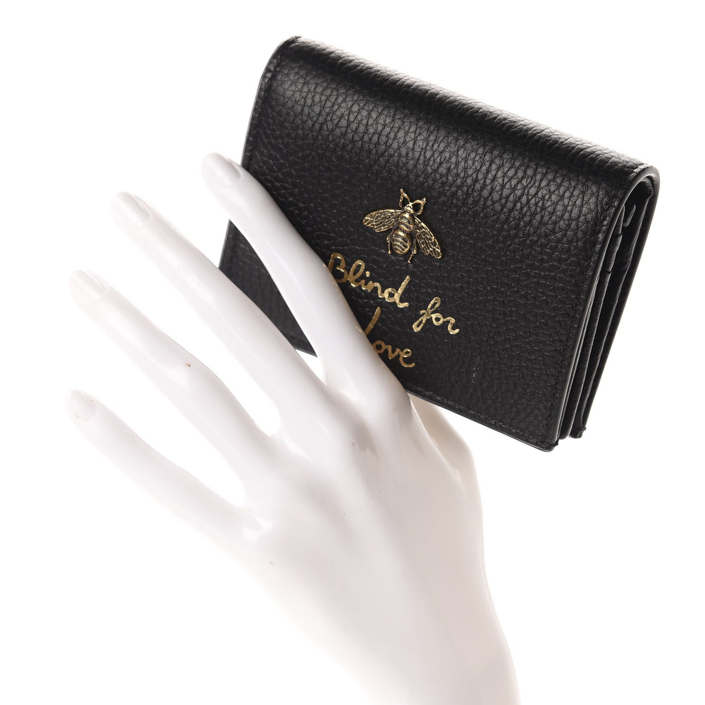 Pebbled Calfskin Animalier Card Case Black