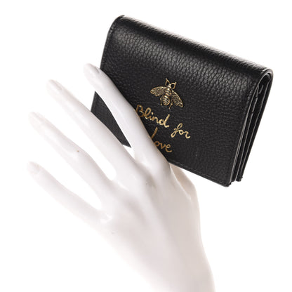 Gucci Pebbled Calfskin Animalier Card Case Black 2 of 8