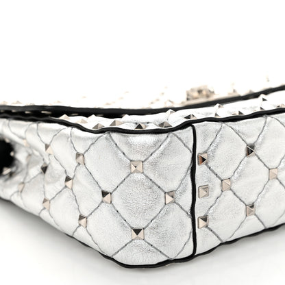 Valentino Garavani Metallic Nappa Medium Rockstud Spike Shoulder Bag Silver 8 of 10