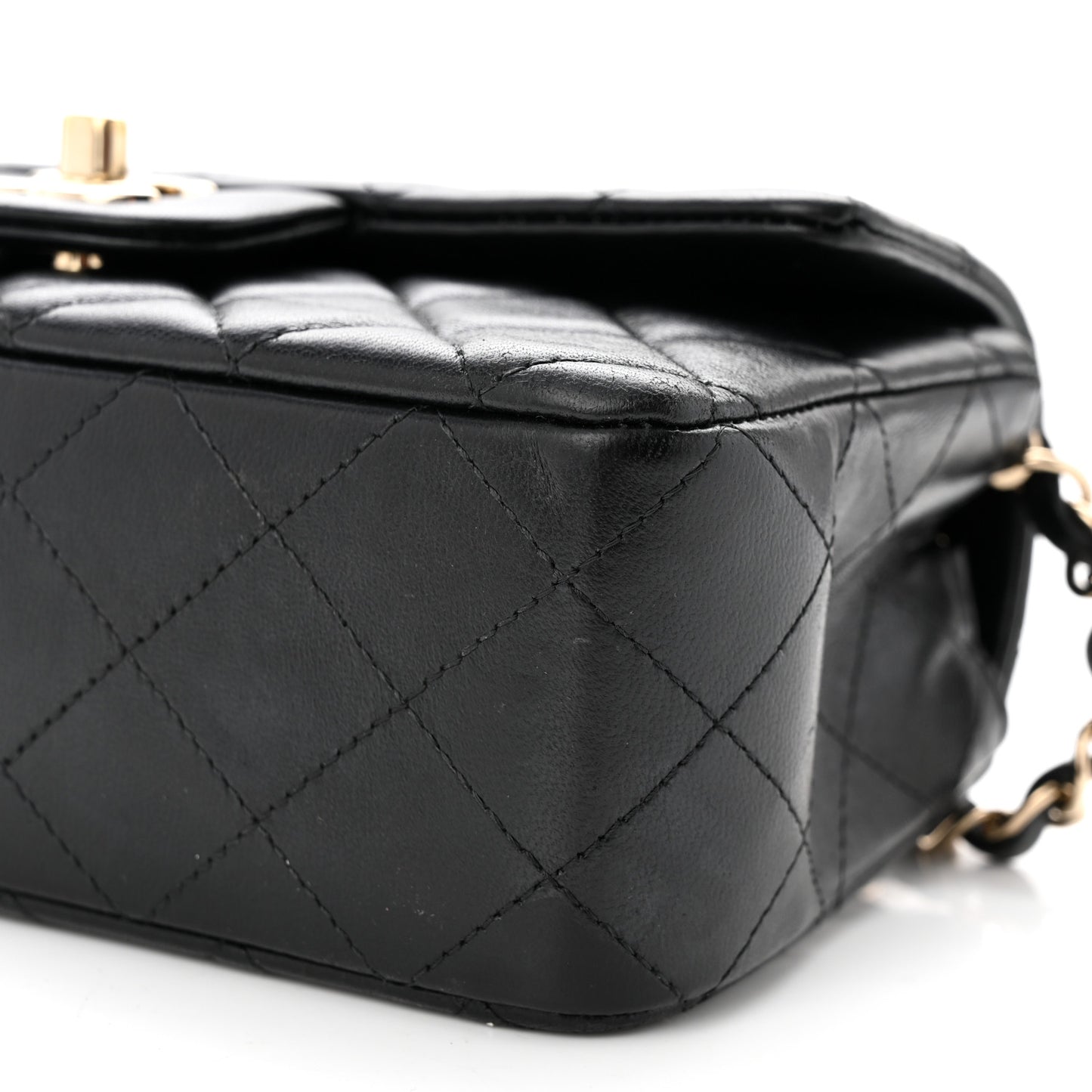 Lambskin Quilted Mini Rectangular Flap Black